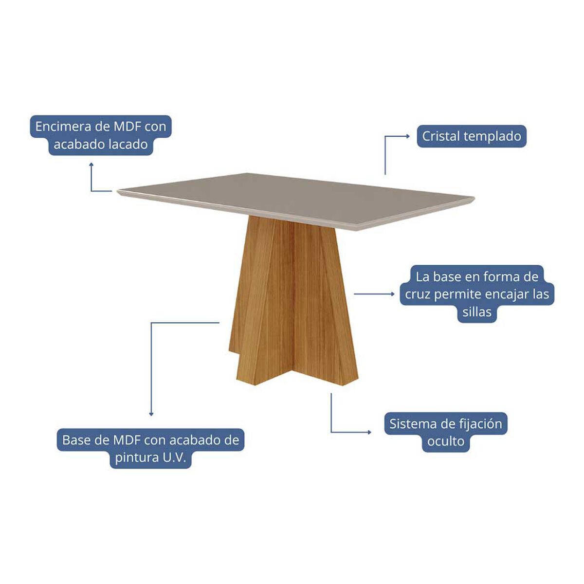 Juego de Comedor Decocasa Patricia 4 Sillas Off White