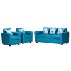 Rack Almore Alemania Freijo Off White y Azul Hasta 55" + Juego de Living 3-1-1
