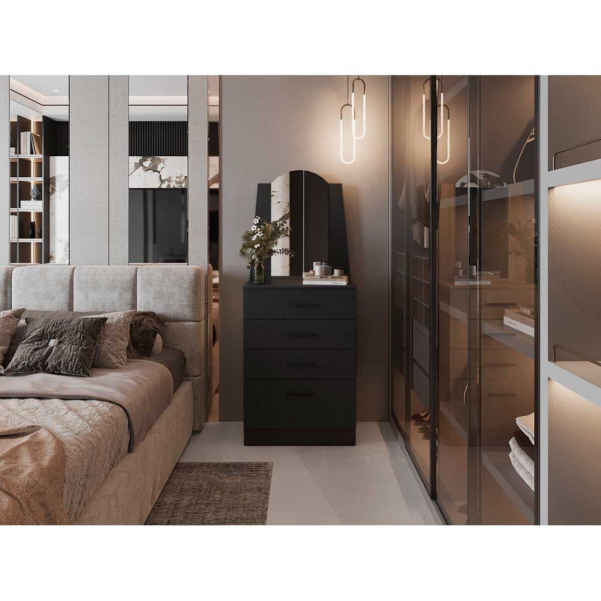 C&oacute;moda TUHOME Praga Met&aacute;licas 1 Caj&oacute;n Wengu&eacute;