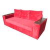 Juego de Living Almore Wilson Sofá 3 Cuerpos + Dos Pouf Rojo