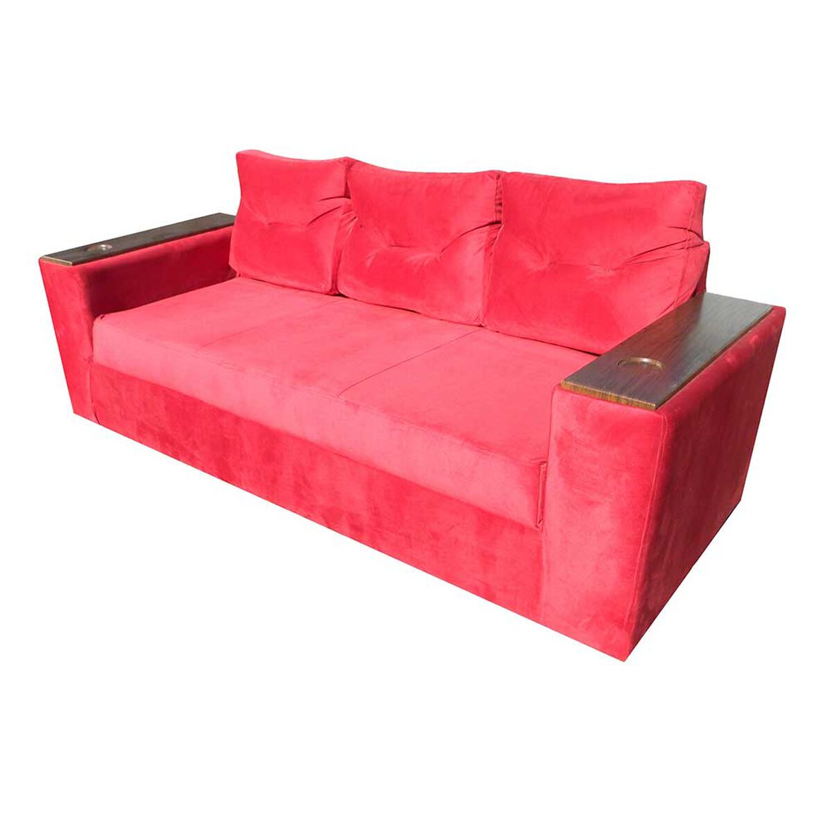 Juego de Living Almore Wilson Sofá 3 Cuerpos + Dos Pouf Rojo