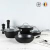 Batería de Cocina Aluminio Forjado Simplit Black Copper 7 Piezas Negro