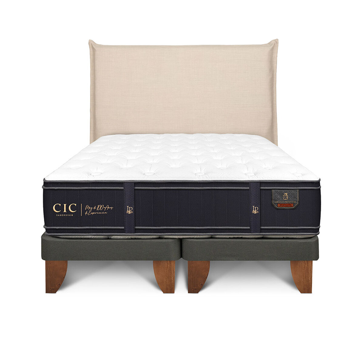 Cama Europea CIC Base Dividida S&uacute;per King Grand Premium + Respaldo Tiber