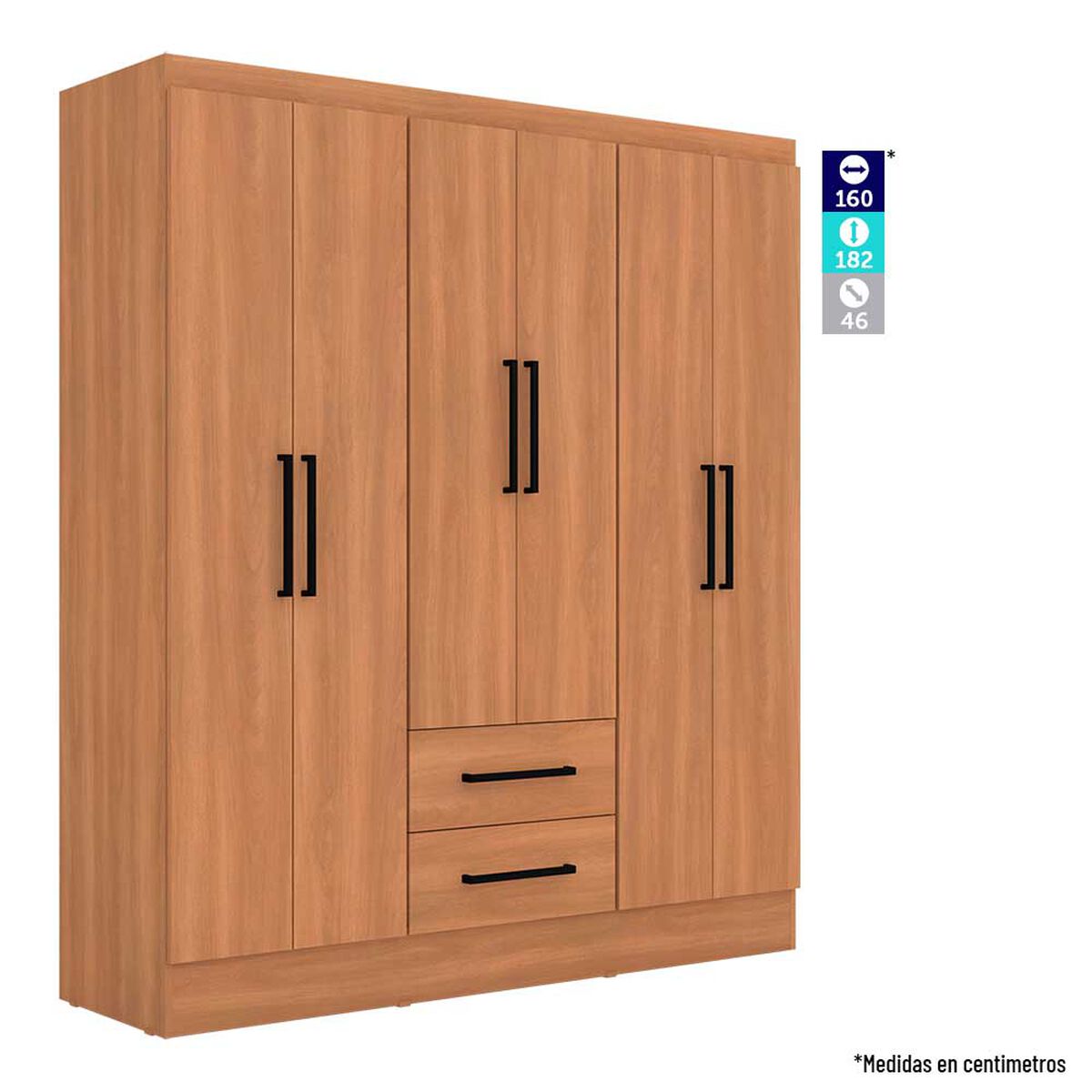 Clóset Roca Ámbar 6 Puertas 2 Cajones Canela