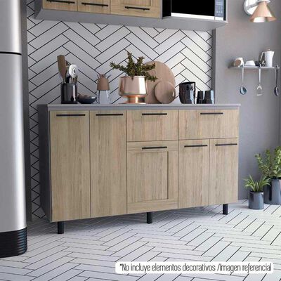 Imagen 1 del producto Mueble de Cocina Inferior TuHome Hasselt 2 Puertas 2 Cajones Gris Rovere