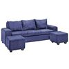 Juego de Living Innovamuebles Kahlo Sofá 3 Cuerpos + Dos Pouf 1 Cuerpo Azul