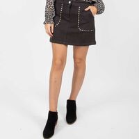 Falda Mini Apliques Mujer Alma Marengo