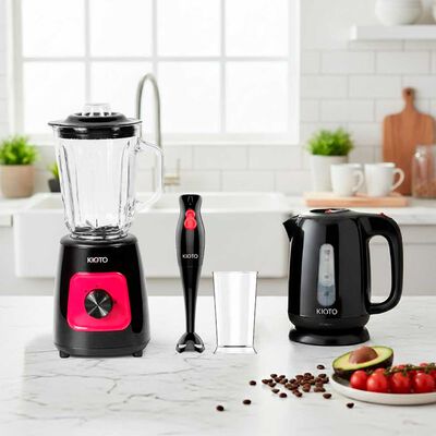 Imagen 1 del producto Combo Licuadora Kioto Saitama 1,5 lts + Hervidor Eléctrico Kioto Tottori 1,7 lts. + Batidora de Inmersión Kioto Kochi 700 ml.