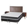 Box Spring CIC Base Dividida 2 Plazas New Ortopedic + Respaldo + 2 Veladores Baker