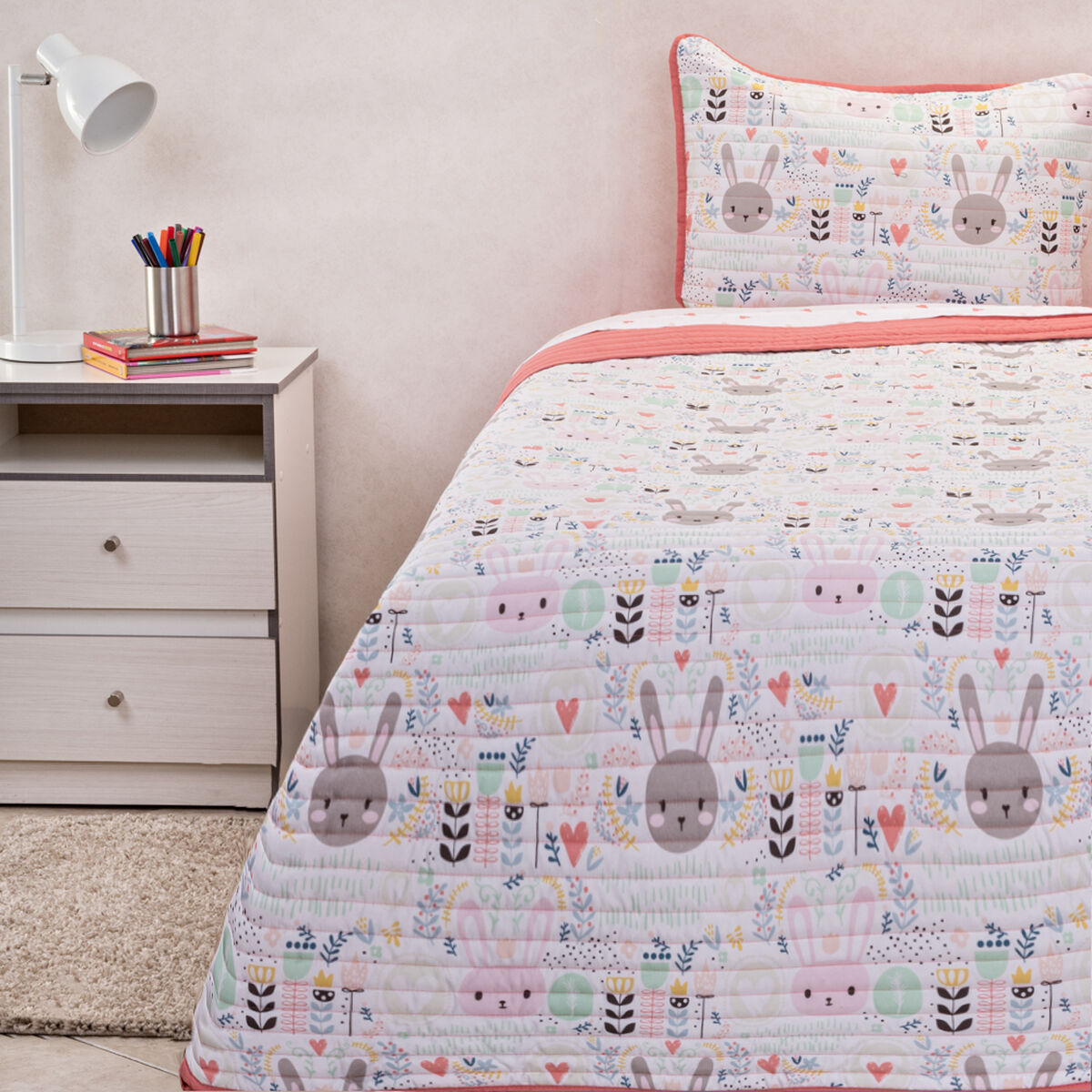 Set Quilt + Juego De Sábanas Casanova Kids 1,5 Plazas Niña
