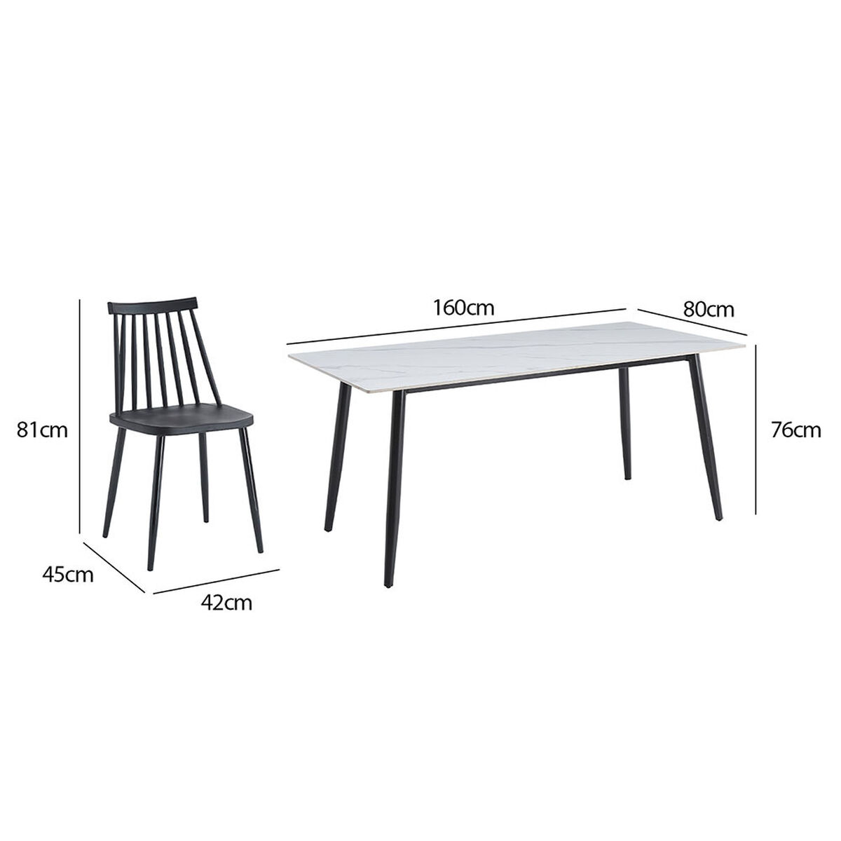 Juego de Comedor Vekkahome Gala Lune 6 Sillas Blanco Negro
