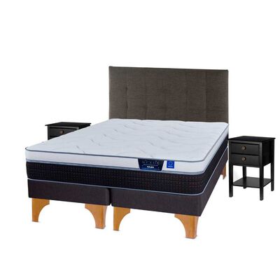 Imagen 2 del producto Cama Europea Flex King Nexus Base Dividida + Respaldo Design Grafito + Veladores Rover