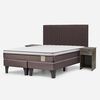 Cama Europea Rosen 2 Plazas New Style 4 + Respaldo + 2 Veladores Caf&eacute;