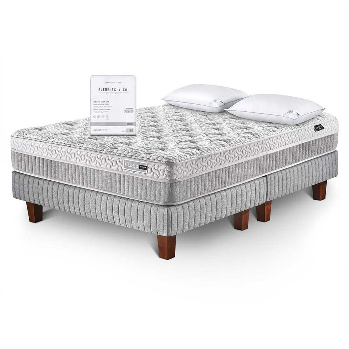 Juegos de Dormitorio Cama Europea Cannon Hybrid Cloud 2 Plazas + 2 Almohadas + 1 Cubrecolchón