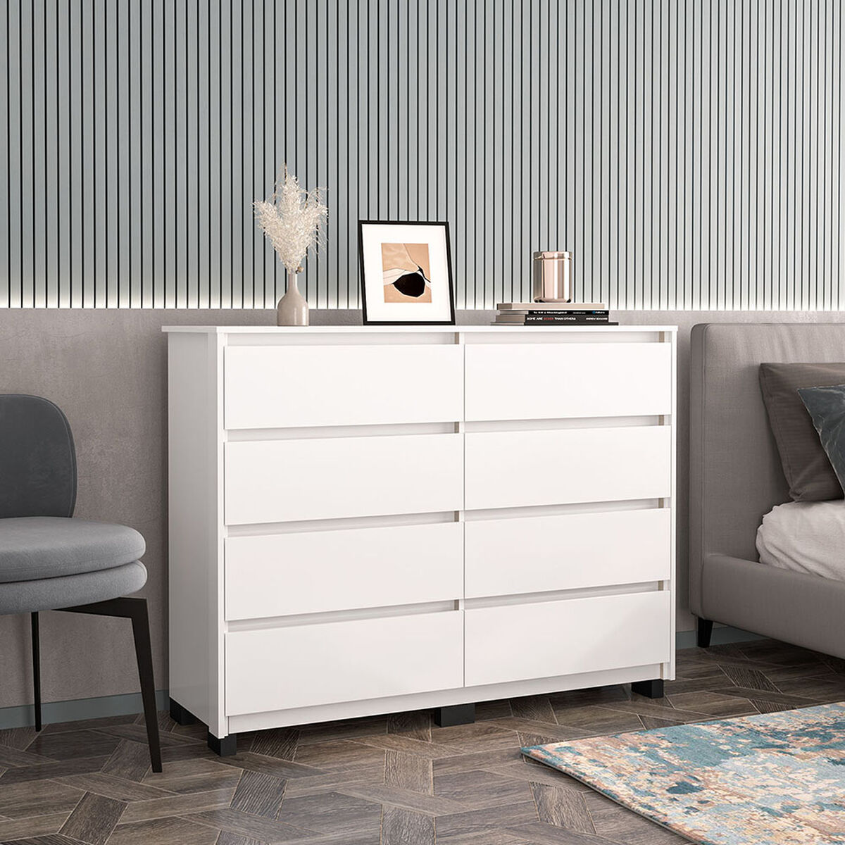Cómoda Vekkahome Coimbra 8 Cajones Blanco
