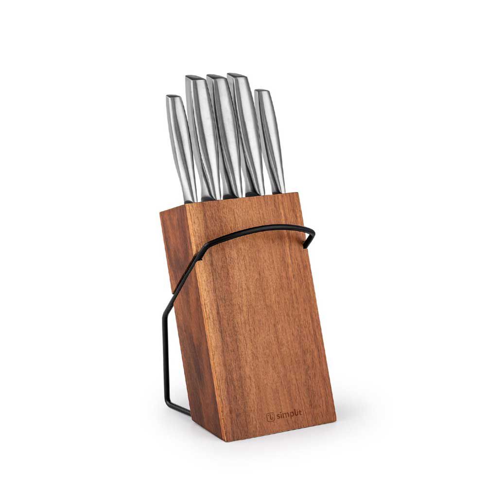 Set Cuchillos Simplit Stahl 5 Piezas + Taco
