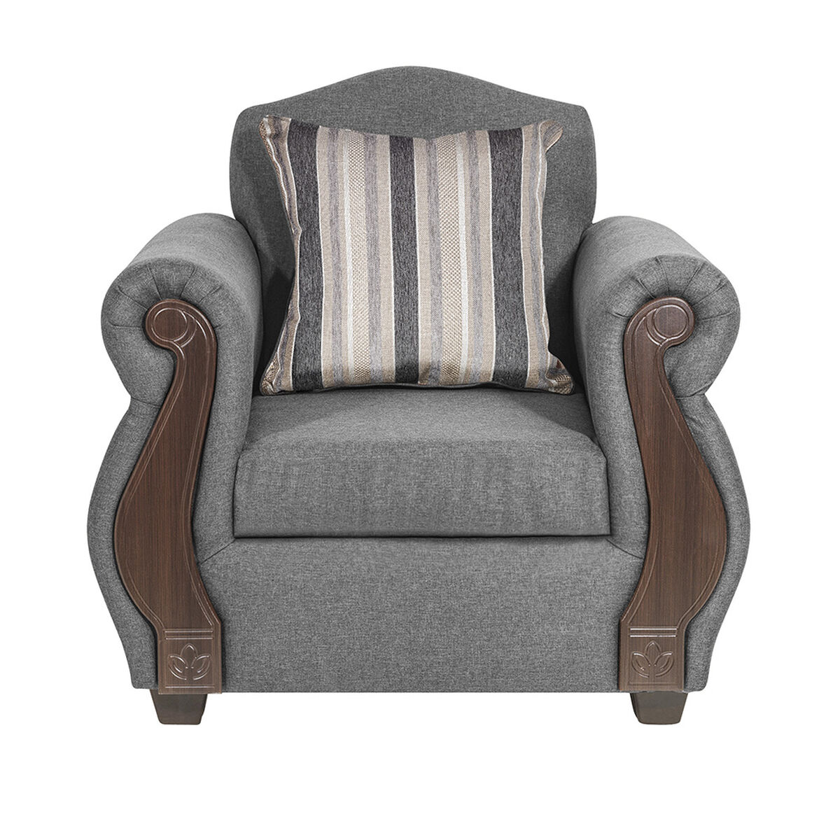 Juego de Living Innovamuebles New Bugambilia Sofá 3 Cuerpos + Dos Sillones 1 Cuerpo Gris Claro