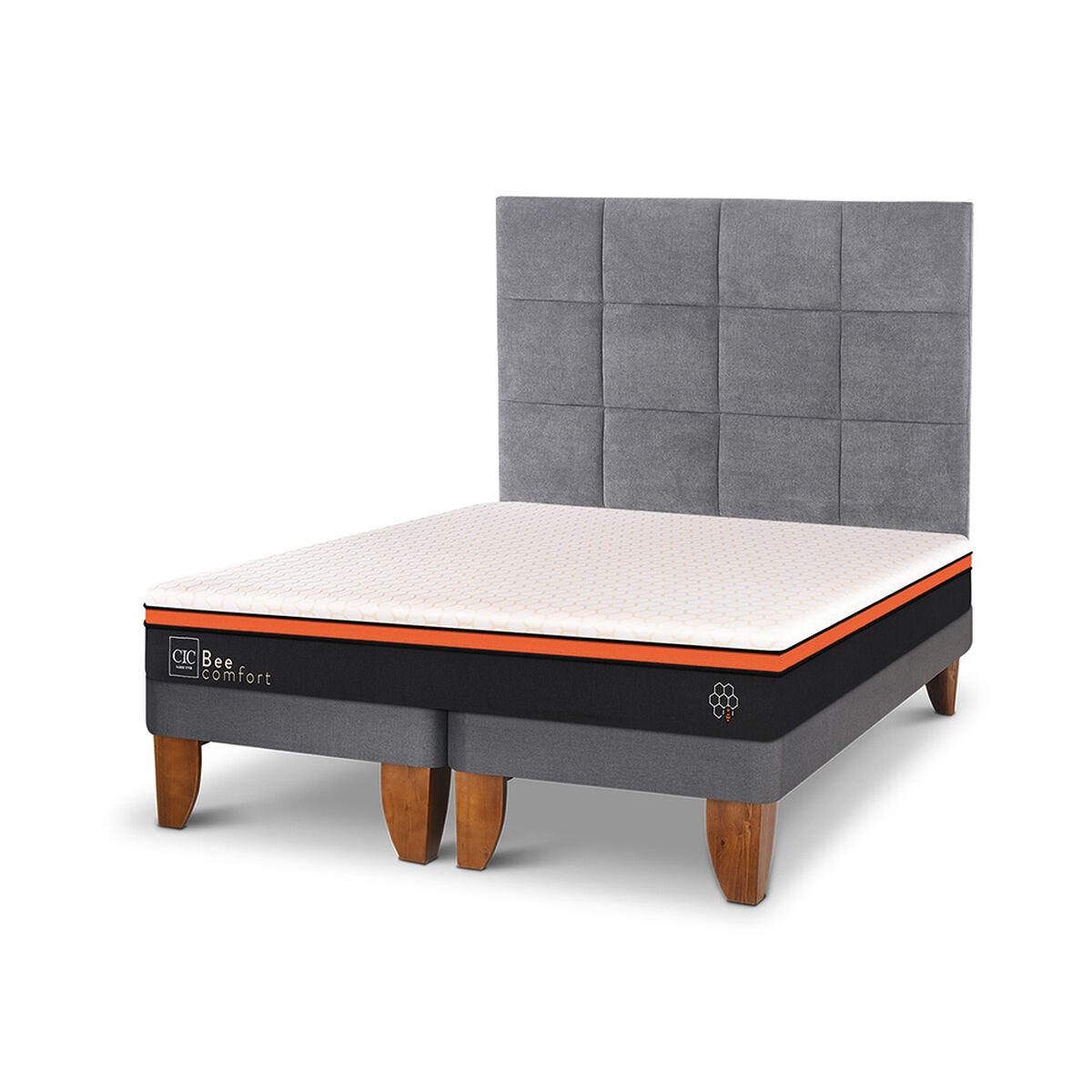 Cama Europea CIC Base Dividida 2 Plazas Bee Comfort + Respaldo