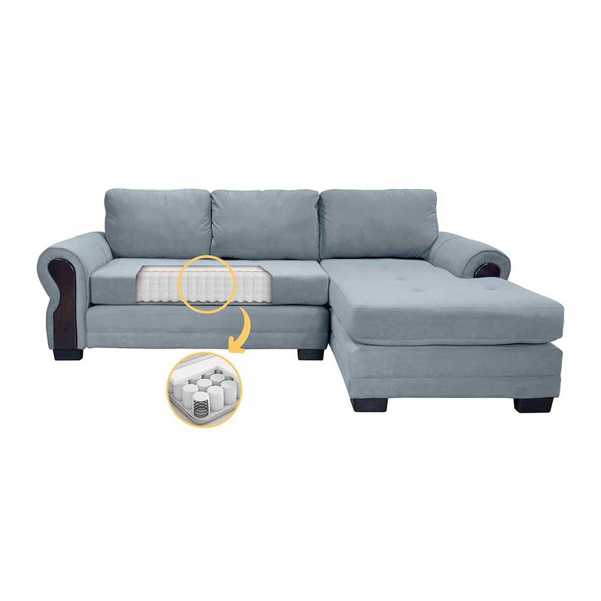 Sofá Seccional Living Factory Oregon 4 Cuerpos Gris