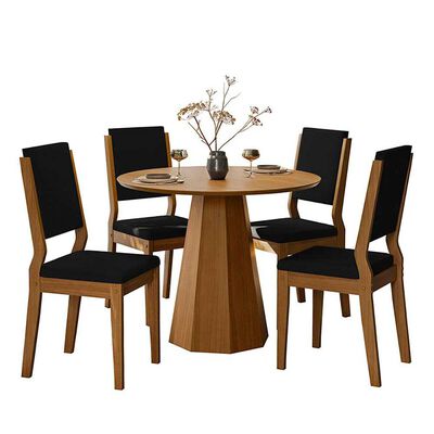 Juego de Comedor VekkaHome Isa 4 Sillas Negro