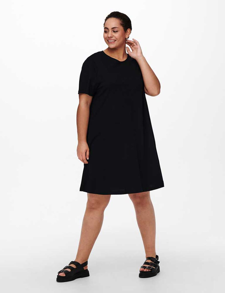 Vestido Corto Liso Manga Corta Bolsillos Mujer Only Carmakoma