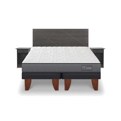 Cama Europea CIC Base Dividida King Anatomic + Respaldo + 2 Veladores Villarrica