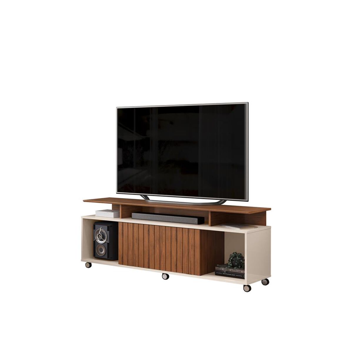 Rack TV Altavision Tomy Frow 60" Café y Blanco