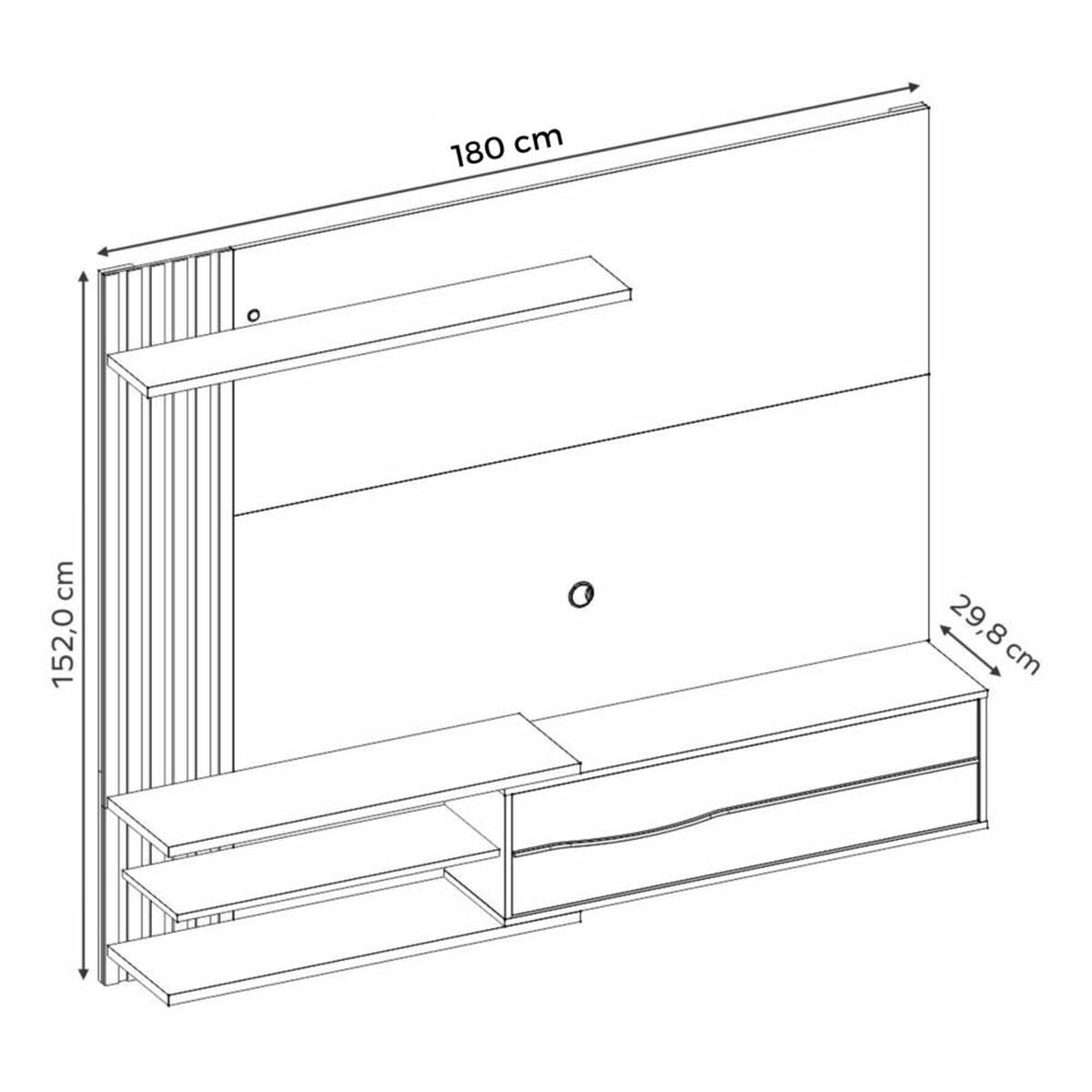 Panel TV Home Mobili Monet Hasta 65" Blanco Off Whitte Nature