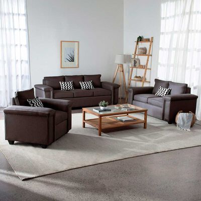 Juegos de Living Mons Sicilia Sofá 3 Cuerpos + Sofá 2 Cuerpos + Sillón 1 Cuerpo Chocolate