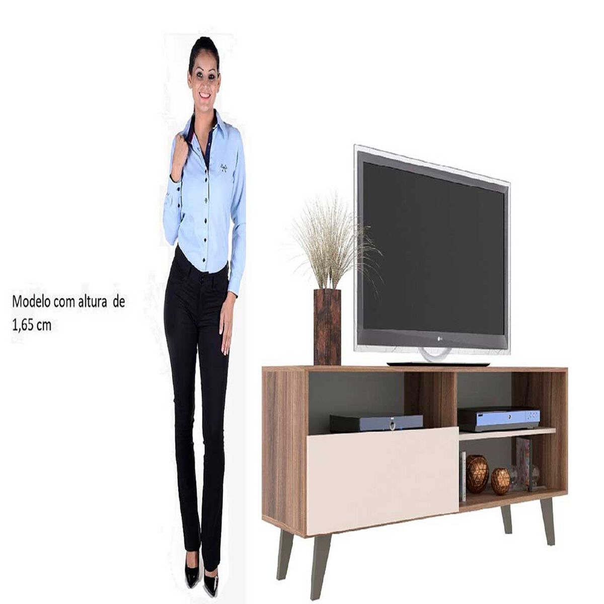 Rack TV Altavision Detroit Caf Hasta 55" Café blanco