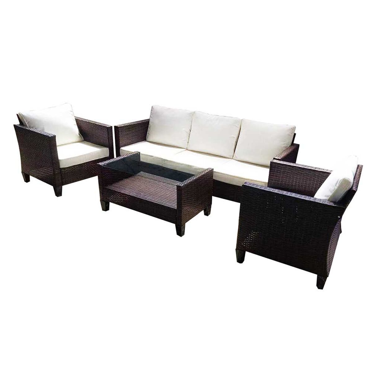 Juego de Living para Terraza Casanova Coret Sof&aacute; 3 Cuerpos + Dos Sillones 1 Cuerpo Caf&eacute;