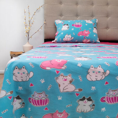 Imagen 1 del producto Sábana de Polar Doral 1,5 Plazas Senses Gatos