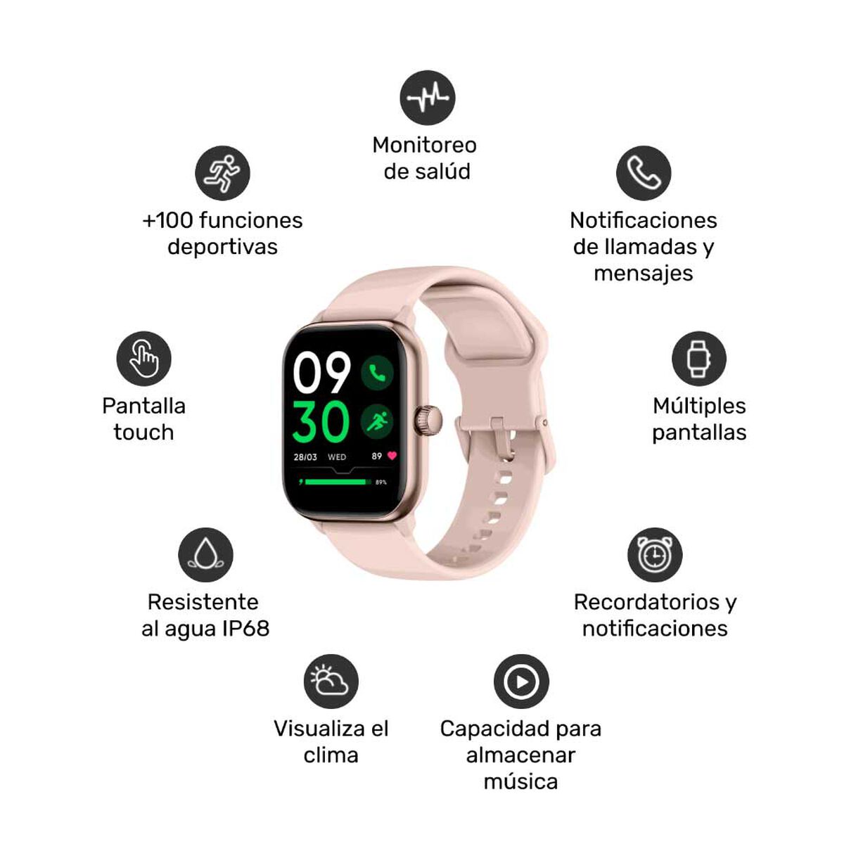 Smartwatch Lhotse Music Rhythm X10 Pink 41mm