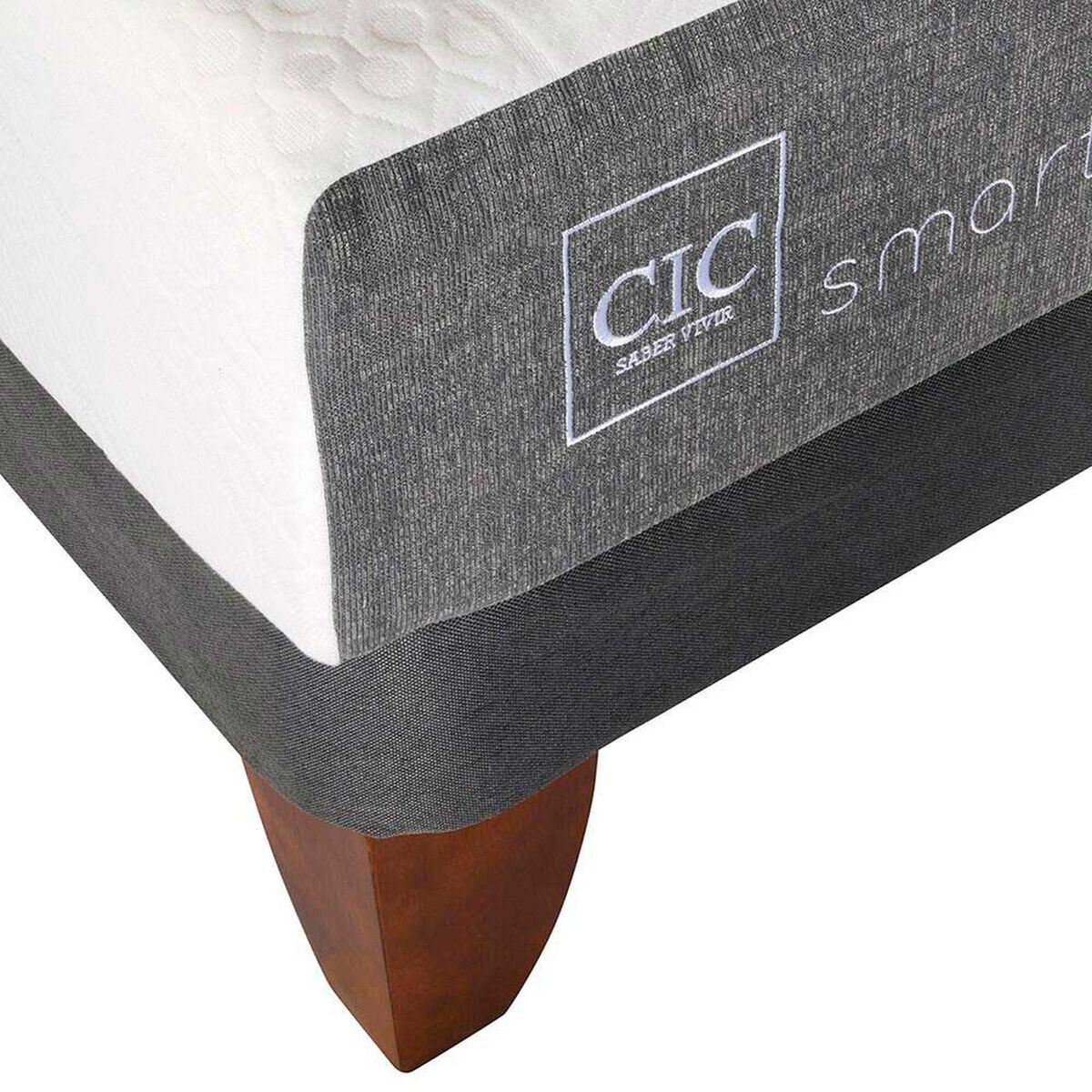 Cama Europea CIC 1 Plaza Smart + Respaldo + Velador New Dublin Caramelo