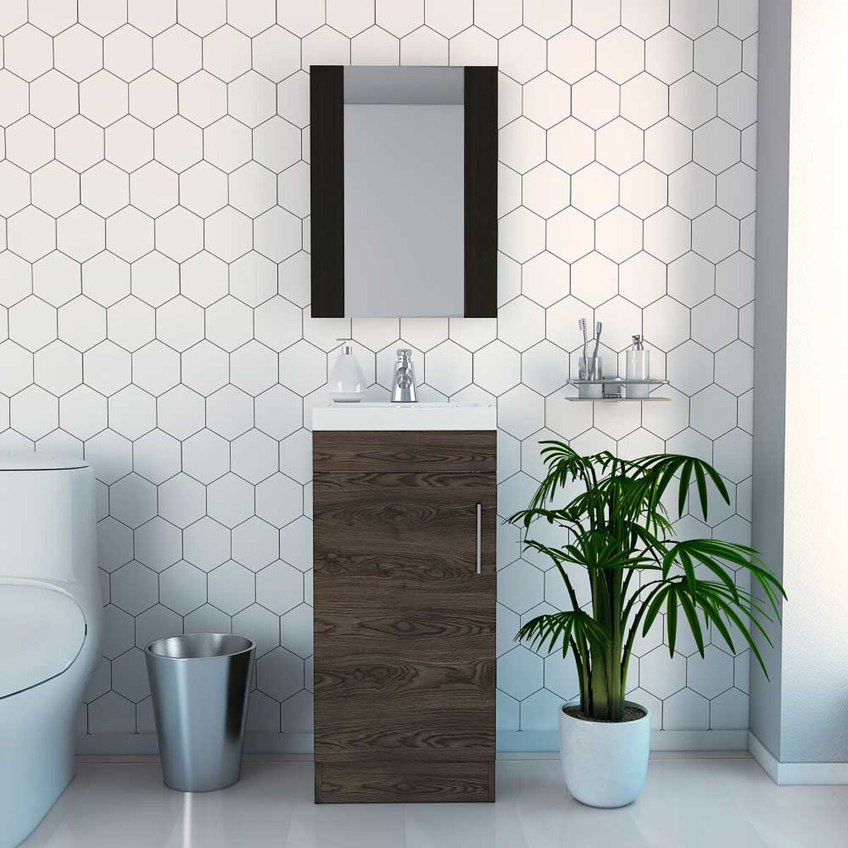 Combo Espejo + Mueble Lavamanos TuHome My Bath Miel Coñac