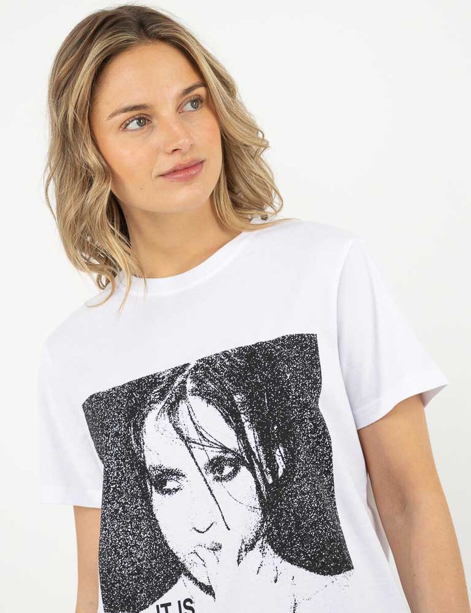 Polera Con Estampado Manga Corta Mujer Icono