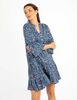 Vestido Corto Estampado Manga 3/4 Campana Botones Mujer Alma