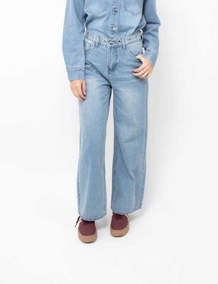 Imagen 1 del producto Jeans Wide Leg Mujer Fiorucci Celeste, Negro