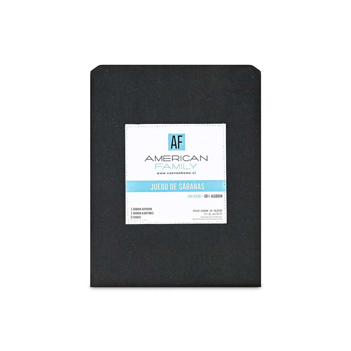 Juego de S&aacute;banas American Family 1 Plaza 144 Hilos Liso Negro