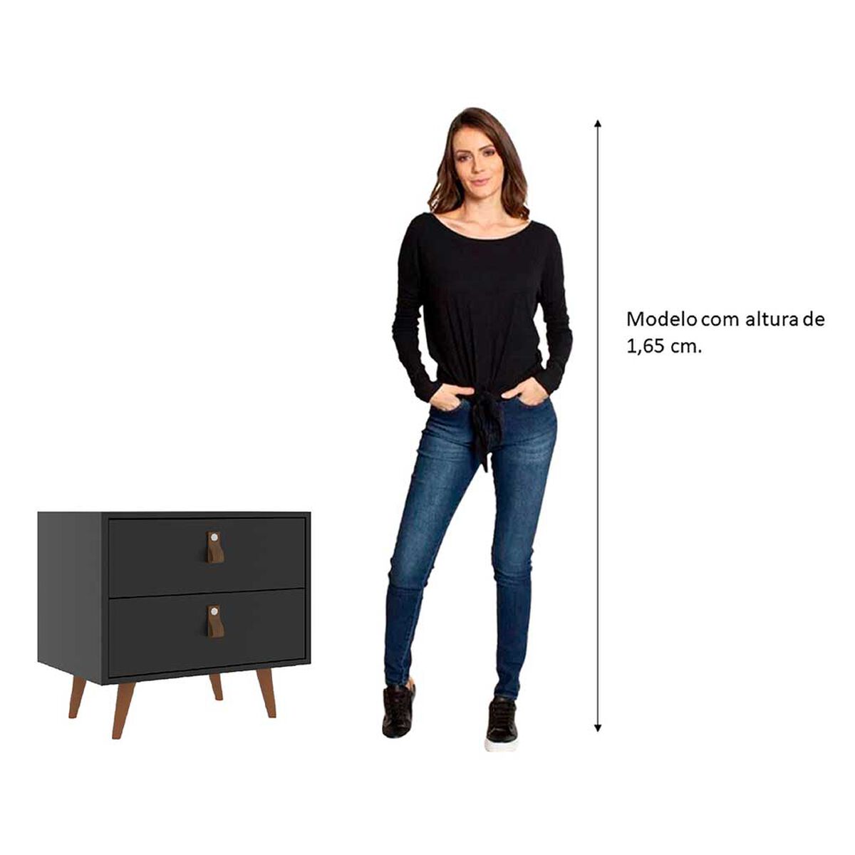 Velador Di Poretti Design Padua 2 Cajones Negro