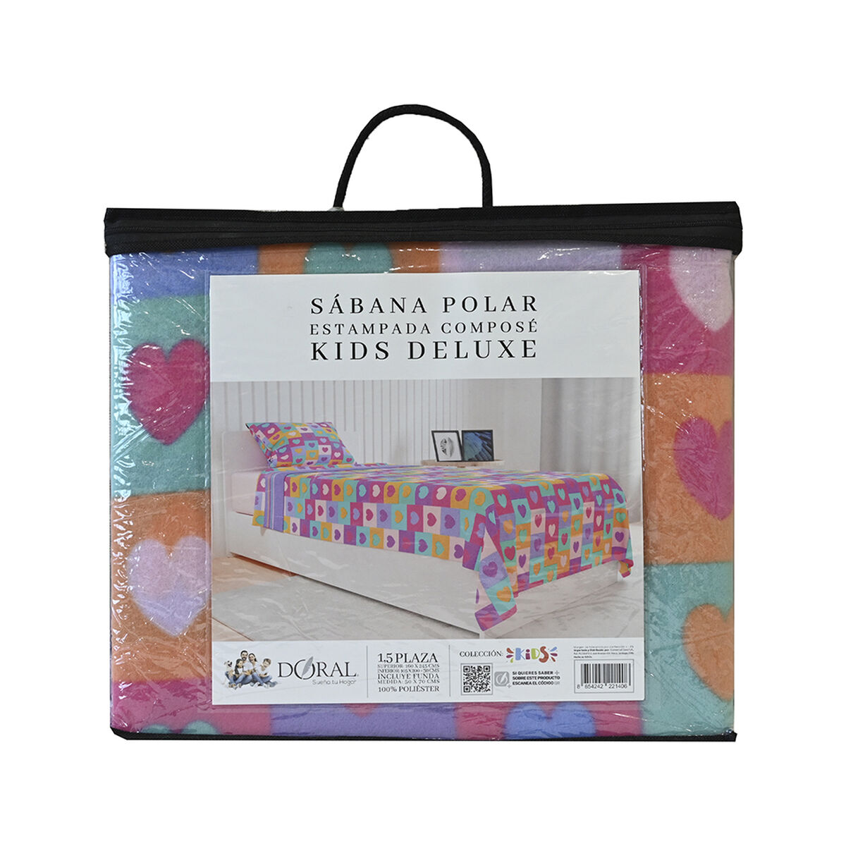 S&aacute;bana de Polar Doral 1,5 Plazas Senses Coraz&oacute;n