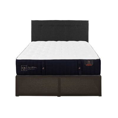 Cama Europea CIC Iron Smart 2 Plazas Premium + Respaldo Black Tapizado + Faldón