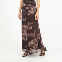 Falda Maxi Estampada Mujer Zibel Cafe