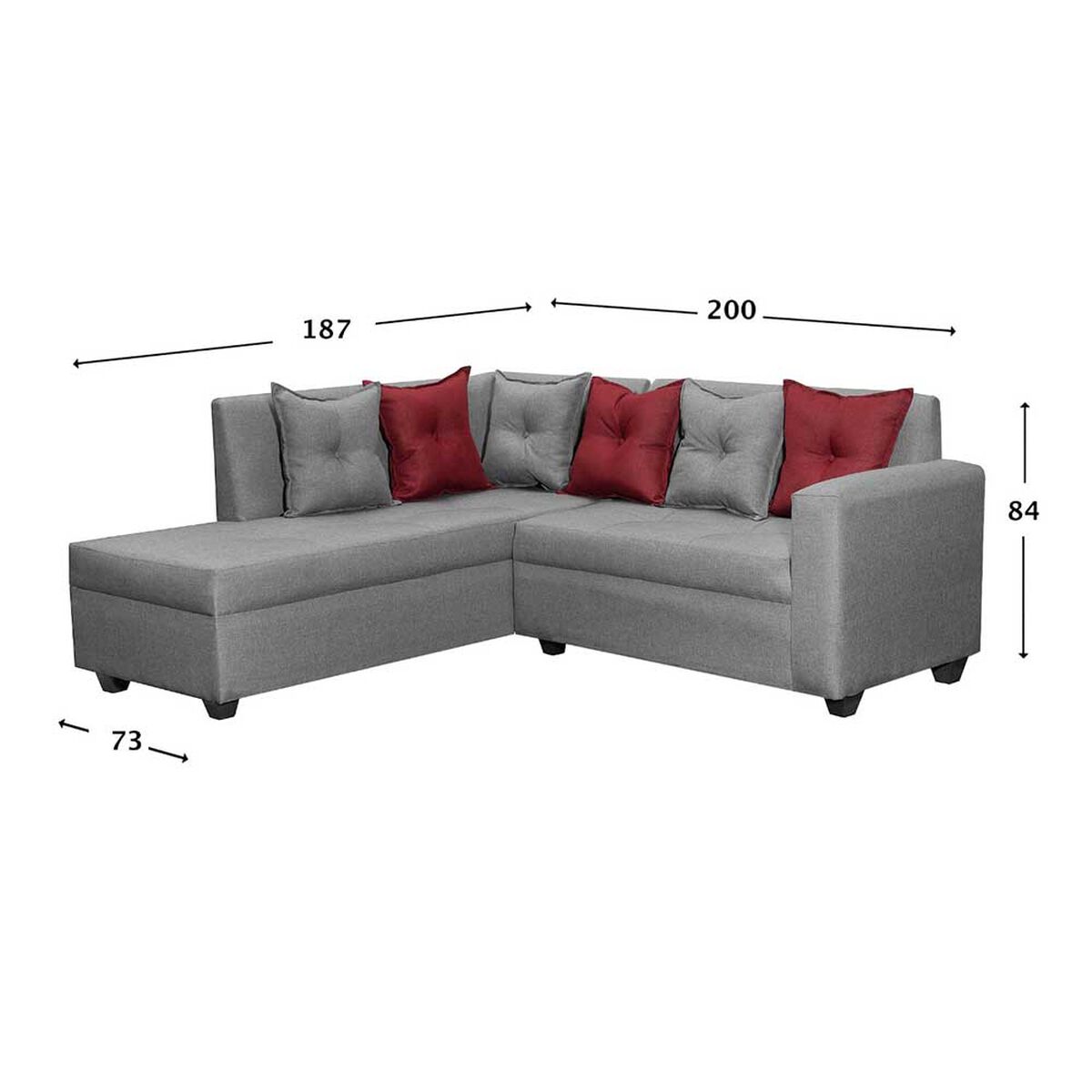 Sof&aacute; Secccional Muebles MYM Emilia 4 Cuerpos Gris Burdeo