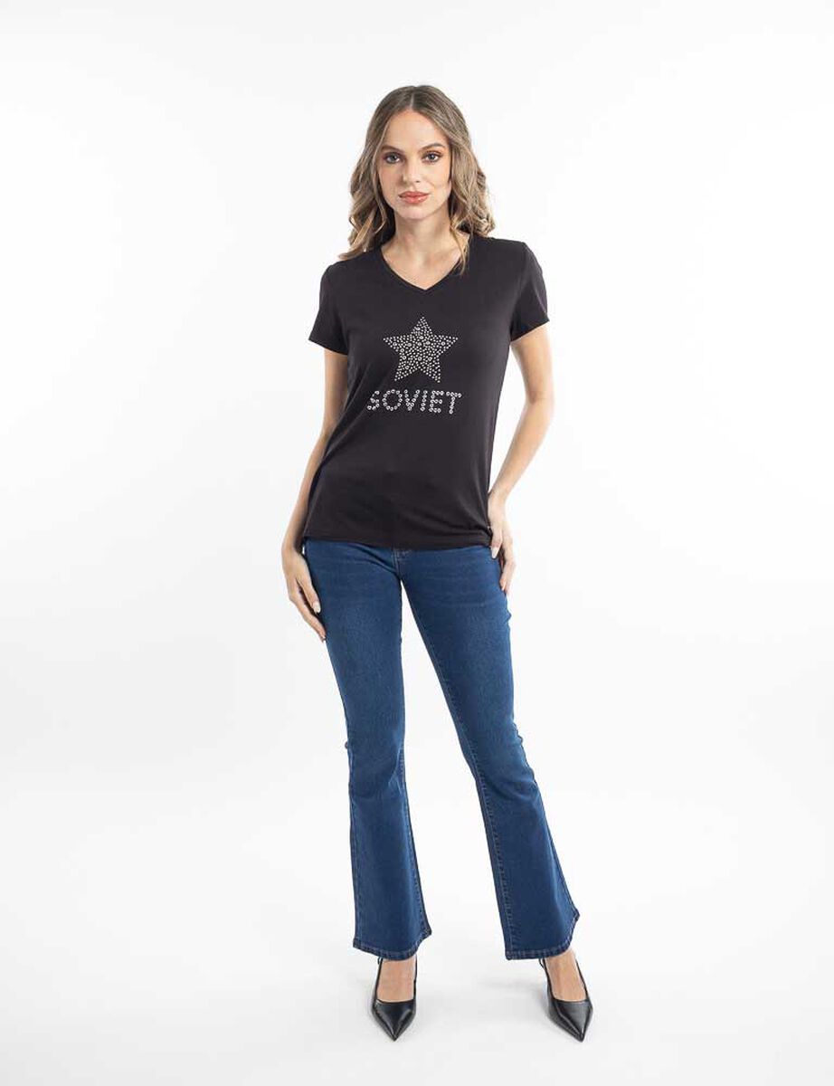 Polera Con Estampado Manga Corta Mujer Soviet