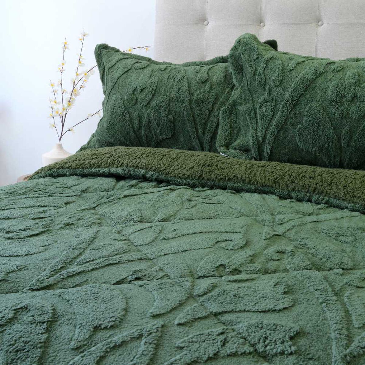 Cubrecama Doral Super King Jacquard Liso Verde