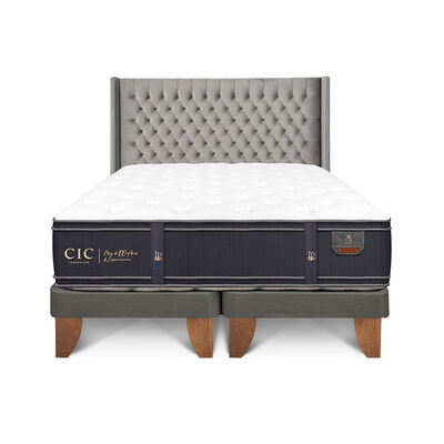 Cama Europea CIC Base Dividida King Grand Premium + Respaldo Sesia