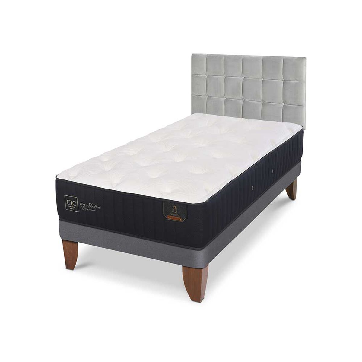 Cama Europea CIC 1,5 Plazas Premium + Respaldo Sile