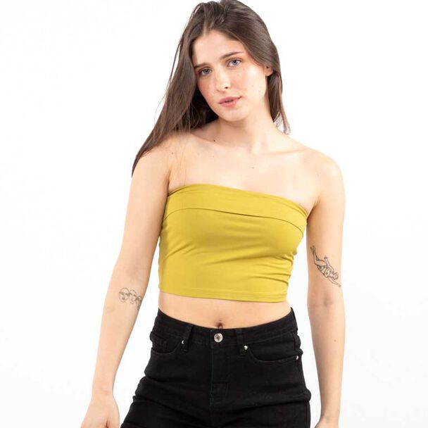 Polera Crop Strapless Mujer Icono