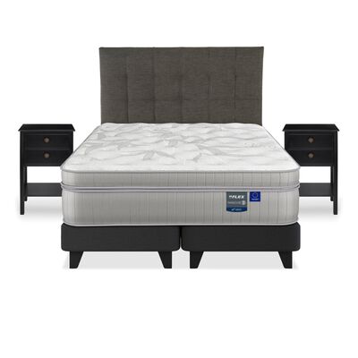 Imagen 2 del producto Cama Europea Flex King Paradise + Respaldo Design Grafito + 2 Veladores Rover
